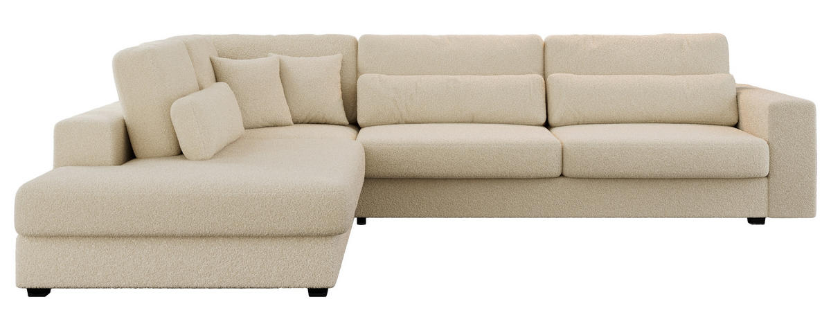 ECKSOFA Savona Beige Boucle - links - Beige/Schwarz, Kunststoff/Textil (316/249cm) - MKS
