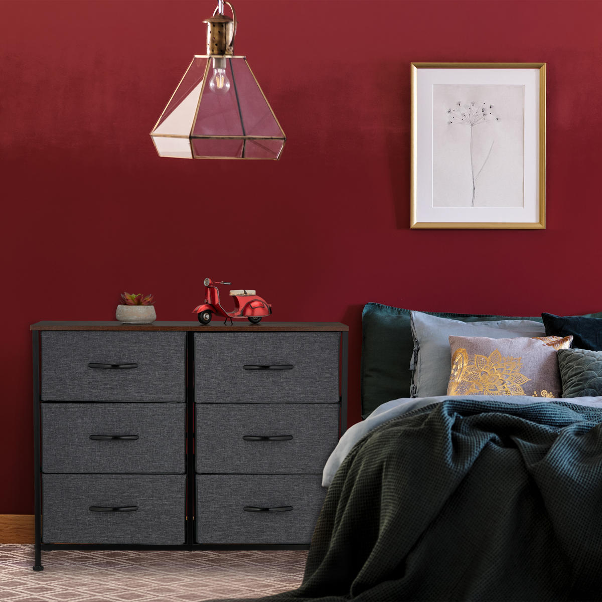 KOMMODE - Multicolor, Holzwerkstoff/Textil (80/63/30cm) - Relaxdays
