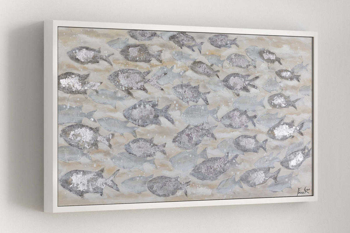 ACRYLBILD HANDGEMALT 120/60 cm - Beige/Grau, Holz/Textil (120/60cm) - KUNSTLOFT