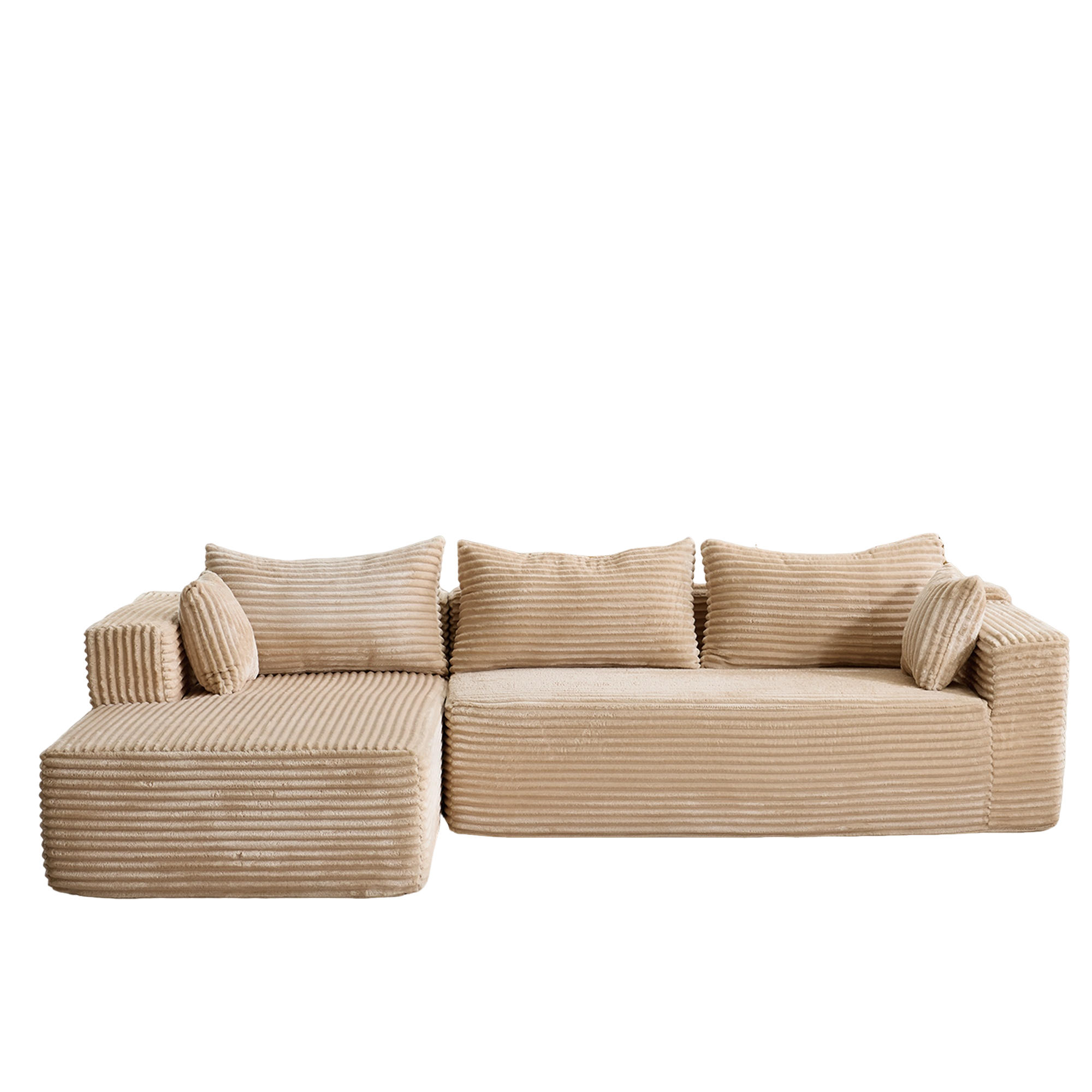 ECKSOFA 279/179/83 cm Beige Cord mit Chaiselongue - Beige, Textil (179/83/279cm) - Oxeza