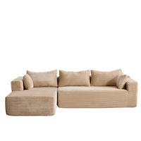 ECKSOFA 279/179/83 cm Beige Cord mit Chaiselongue - Beige, Textil (179/83/279cm) - Oxeza
