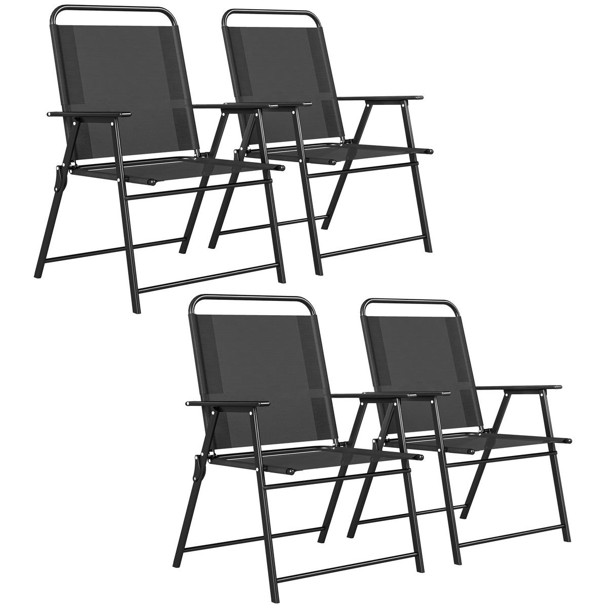 GARTENSTUHL DE-17796 4er Set klappbar mit Armlehnen Schwarz - Schwarz, Metall (60/94/65cm) - ComfortXL