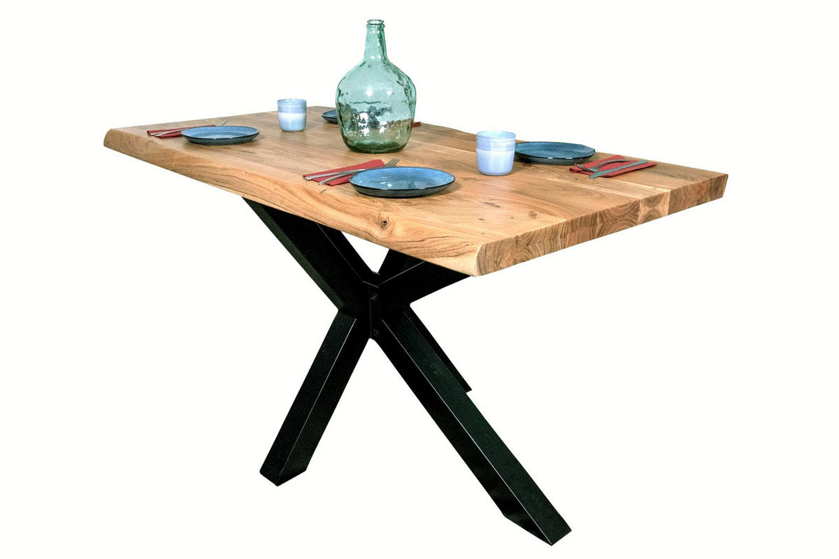 ESSTISCH CALI - Beige/Schwarz, Holz/Metall (80/140/77cm) - SAM
