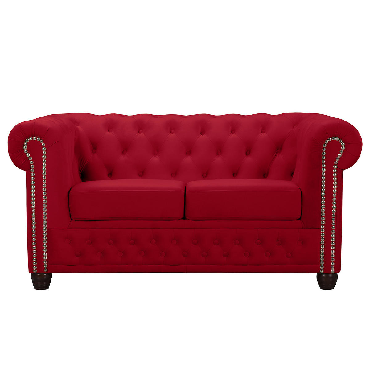 2-SITZER SOFA - Buchefarben/Rot, Buchenholz/Textil (148/72/86cm) - home24