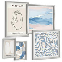 BILDER SET 5er Set - 50x50 cm & 20x30 cm & 40x60 cm Silberner Rahmen - Matisses abstrakte Formen - Silberfarben, Kunststoff (40/60cm) - TULUP