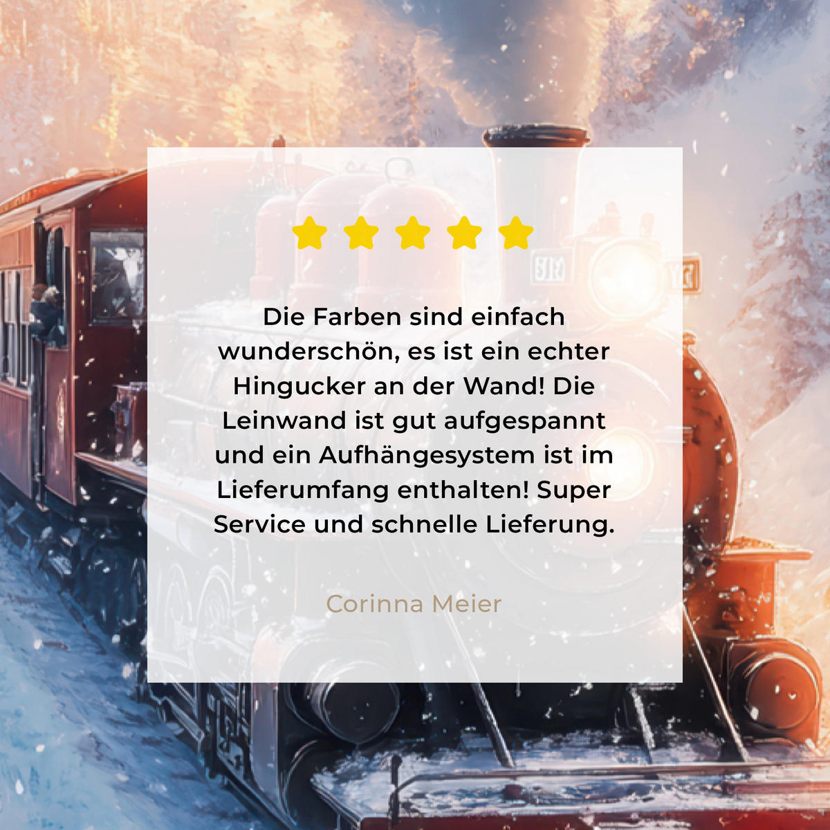 LEINWANDBILD Weihnachtszug - Schnee - Winter - Weihnachten Wanddeko Schlafzimmer 60x90 cm - Dunkelrot, Textil (60/90cm) - MuchoWow