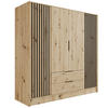 KLEIDERSCHRANK NELIA - 200 cm - Schwarz/Eiche Artisan, Holzwerkstoff (200/200/51cm) - ALTDECOR
