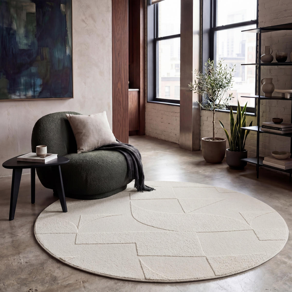 HOCHFLORTEPPICH 160/160 cm Tokio 472 - Creme, Textil (160/160cm) - Paco Home