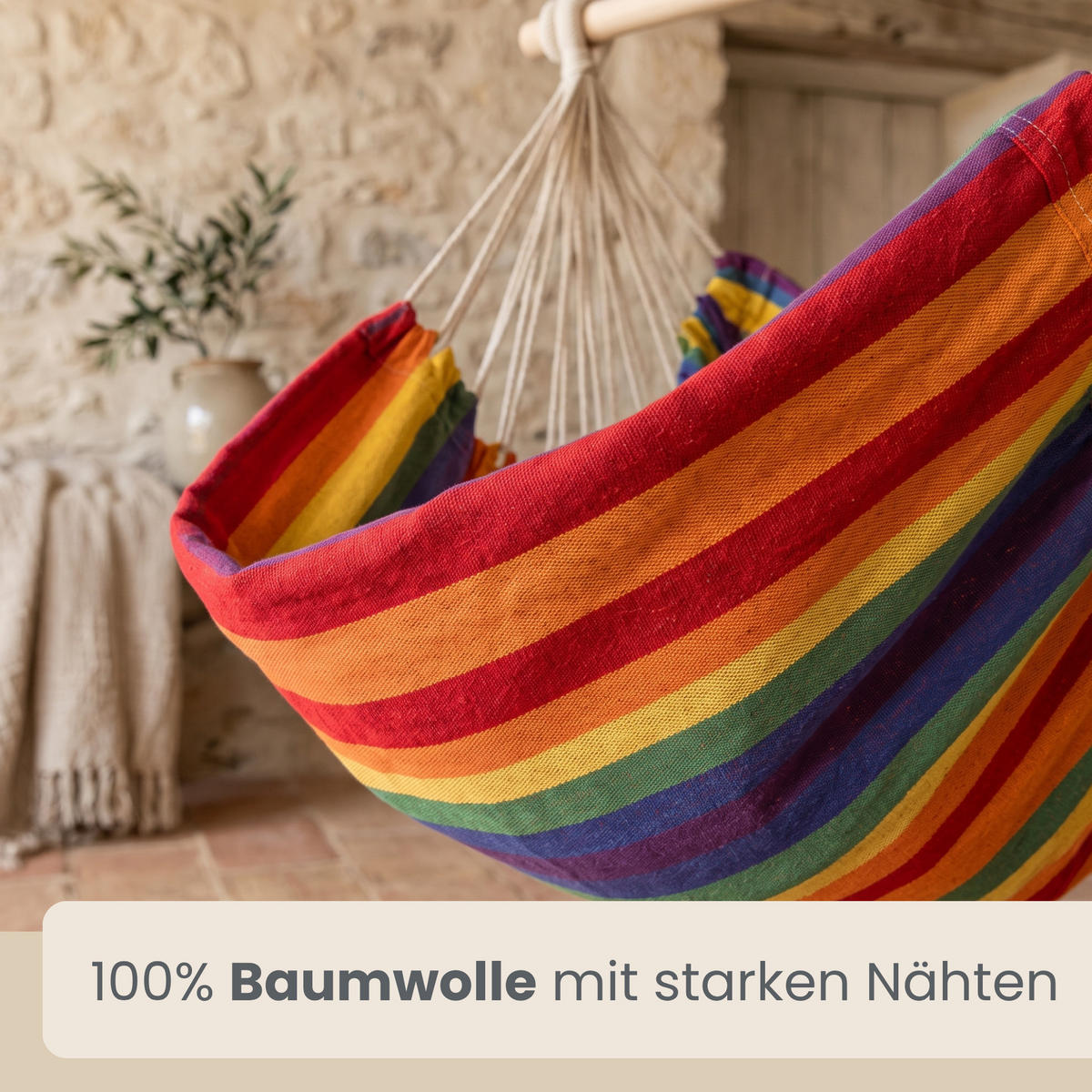 XL HÄNGESTUHL mit Gestell 210/140 cm , Multicolor/Schwarz - Multicolor, Textil (140/210/160cm) - Amanka