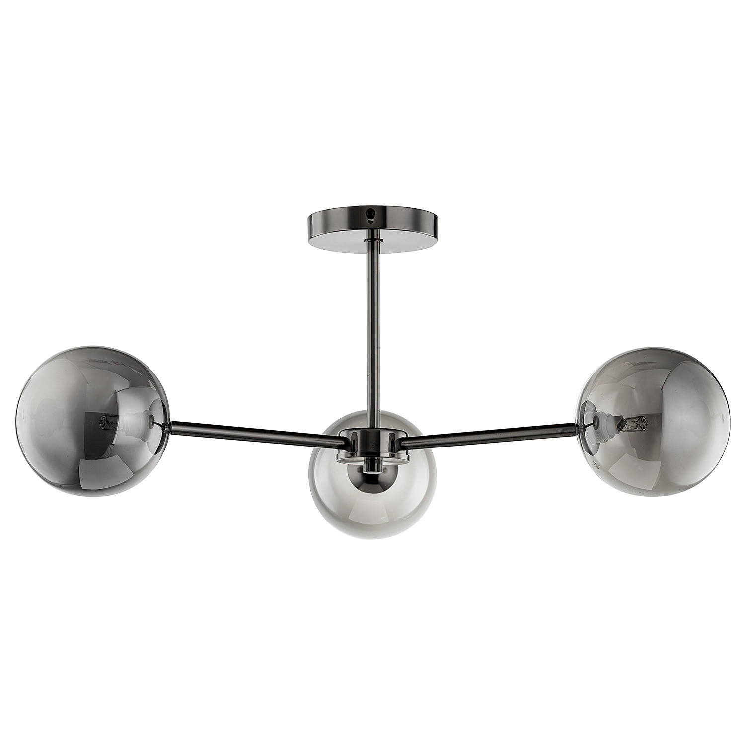 DECKENLEUCHTE - Metall - 3-flammig - Grau, Glas/Metall (62/62/25cm) - home24