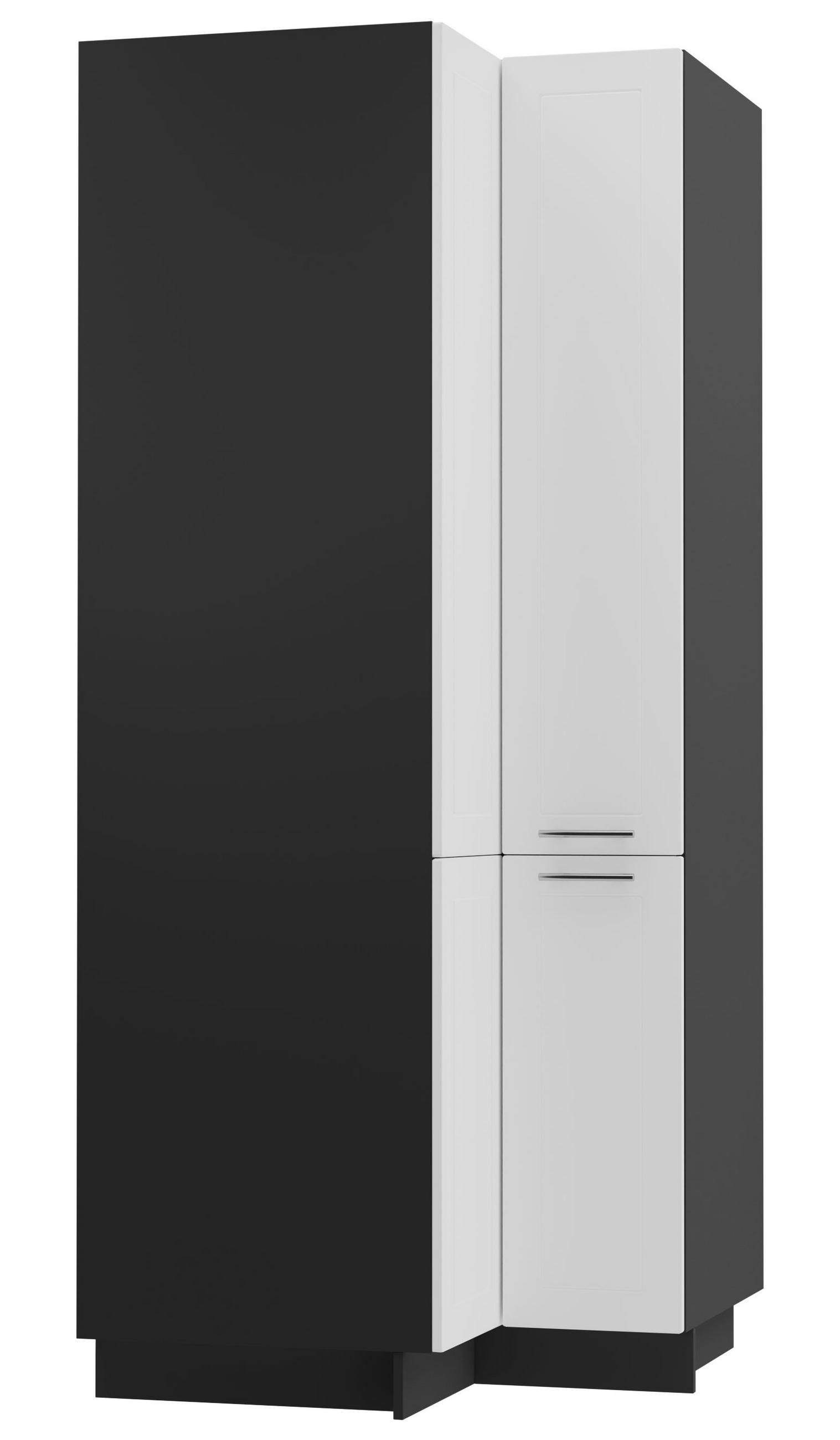 Feldmann-Wohnen Eckvorratsschrank Schwarz, Weiß 90x207x90 cm