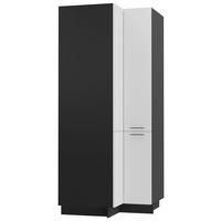 ECKVORRATSSCHRANK Kvantum D24N/207 Schwarz / Weiß Matt - Schwarz/Weiß, Holz/Holzwerkstoff (90/207/90cm) - Feldmann-Wohnen