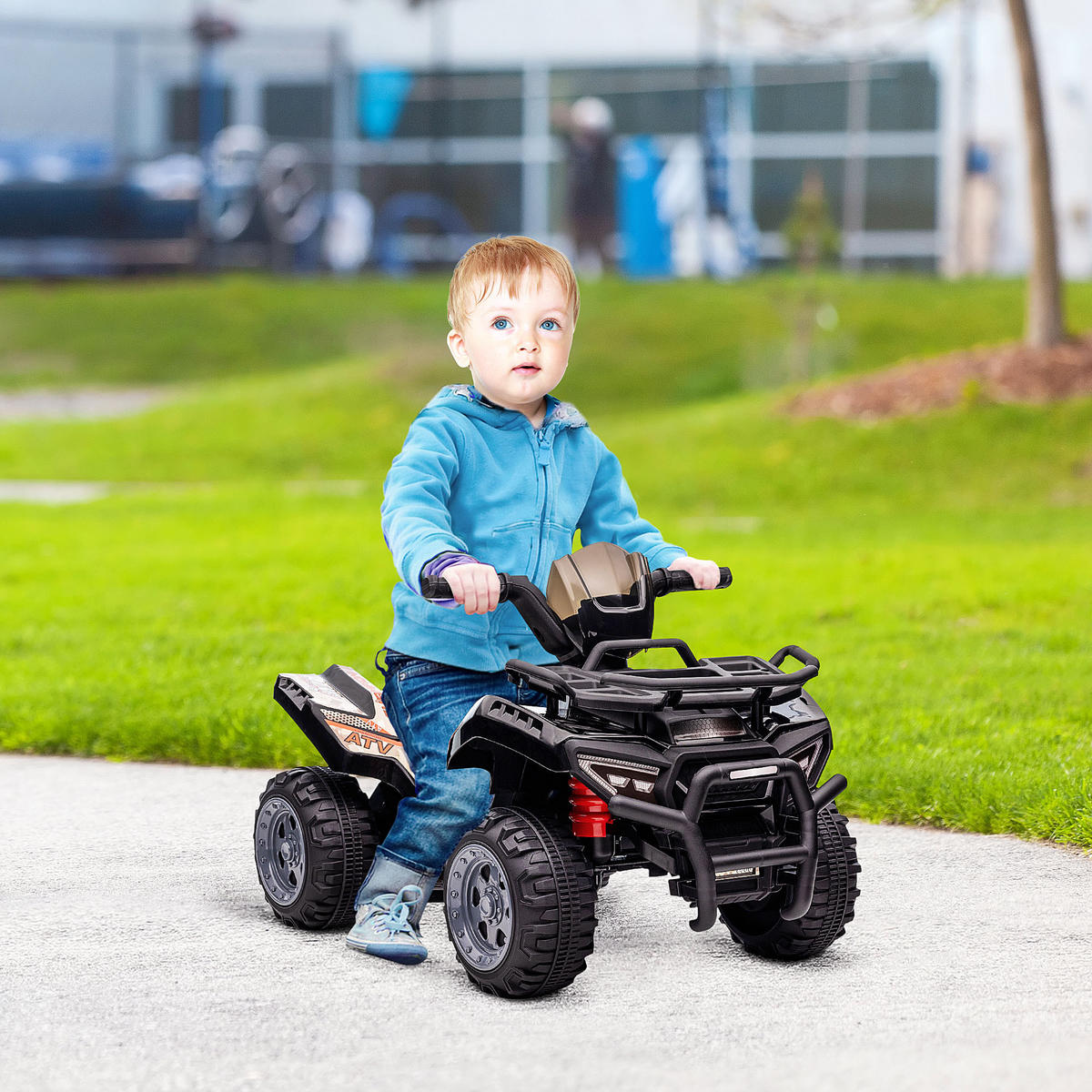 MINI ELEKTRO-QUAD KINDER, Schwarz/Grün/Rosa/Rot, Metall+ PP-Kunststoff - Schwarz, Metall (70/42/45cm) - HOMCOM