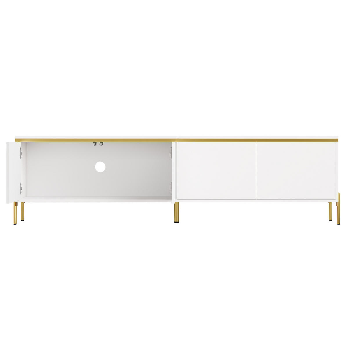TV-SCHRANK 170/38/50 cm Weiß Hochglanz mit 4 Türen und Kabelmanagement - Weiß, Holzwerkstoff/Metall (170/50/38cm) - Oxeza