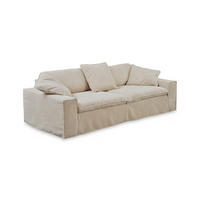 SOFA NETTA Cremeweiß Cord - Creme/Braun, Birkenholz/Textil (258/90/116cm) - KAWOLA