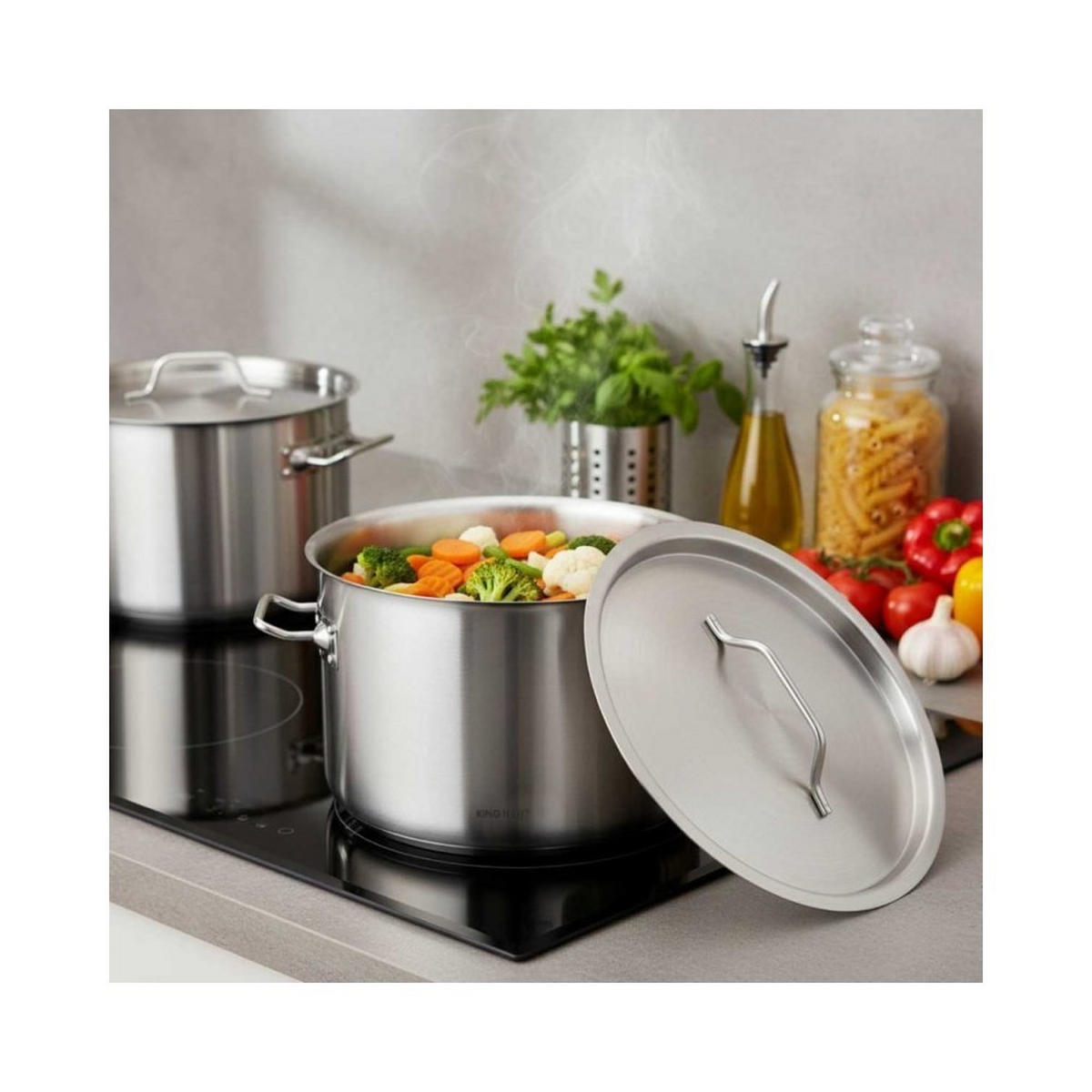 TOPF Silber 50/40/26 cm KH2026 - Silberfarben, Metall (40cm) - Kinghoff 