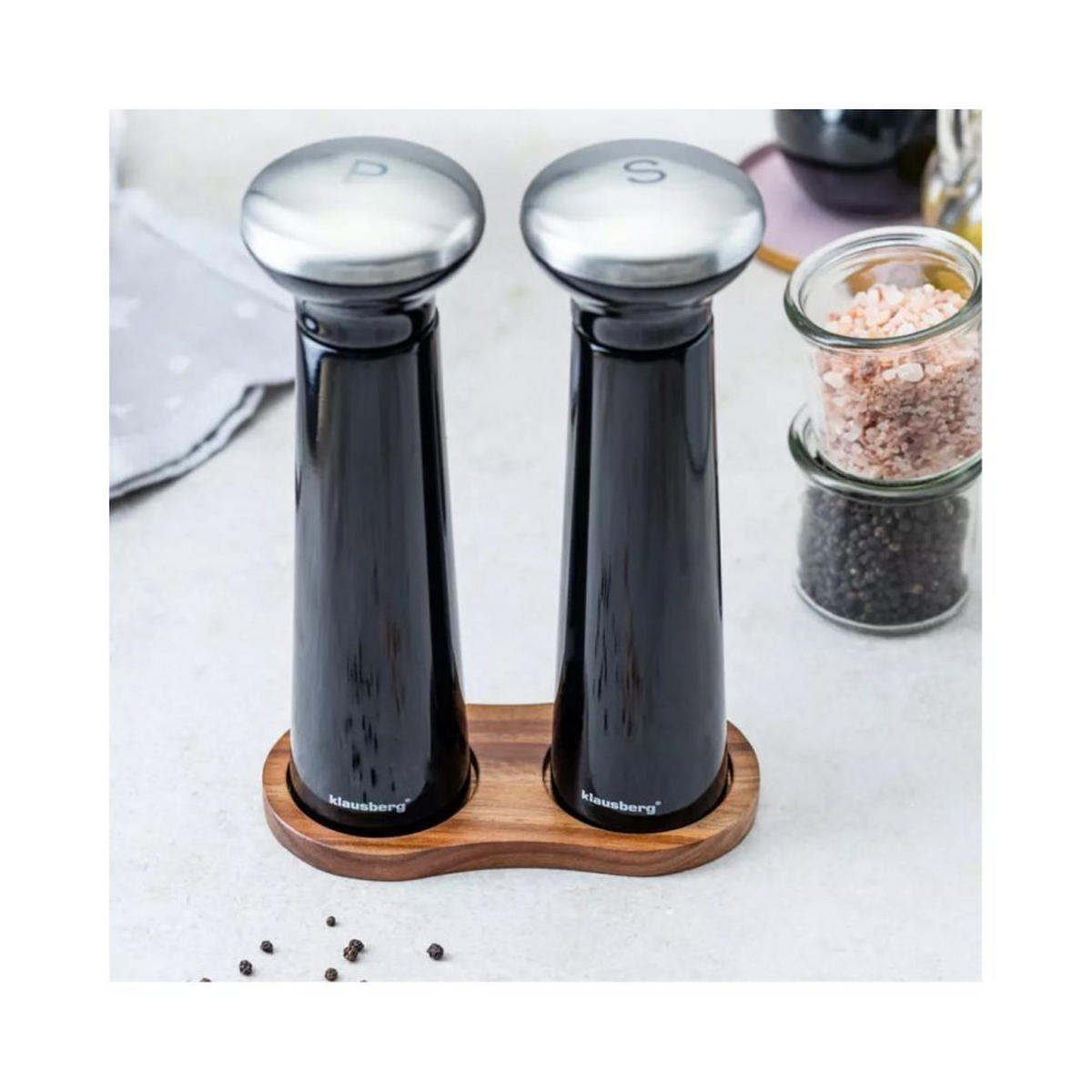 GEWÜRZMÜHLE Schwarz 7/7/22 cm 52248 - Schwarz, Holz (7/22/7cm) - Klausberg 