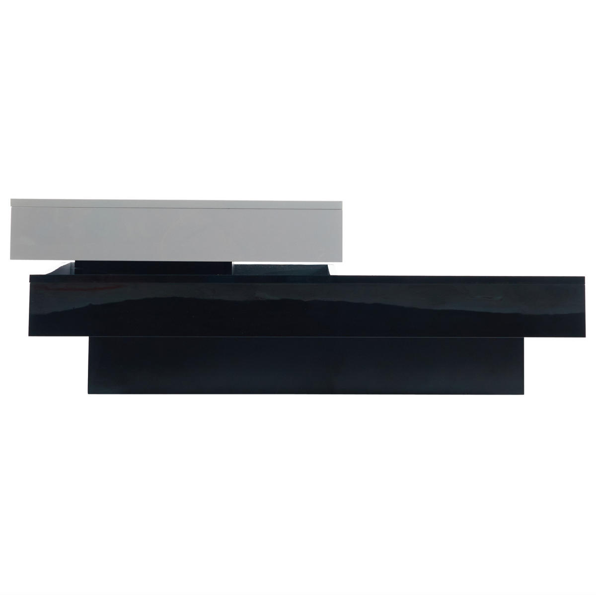 COUCHTISCH 103/60/35,5 cm drehbar mit 2 Ablagen und Hochglanzoberfläche aus Spanplatte, Weiß/Schwarz - Schwarz, Holzwerkstoff (60/103/35.5cm) - Redom