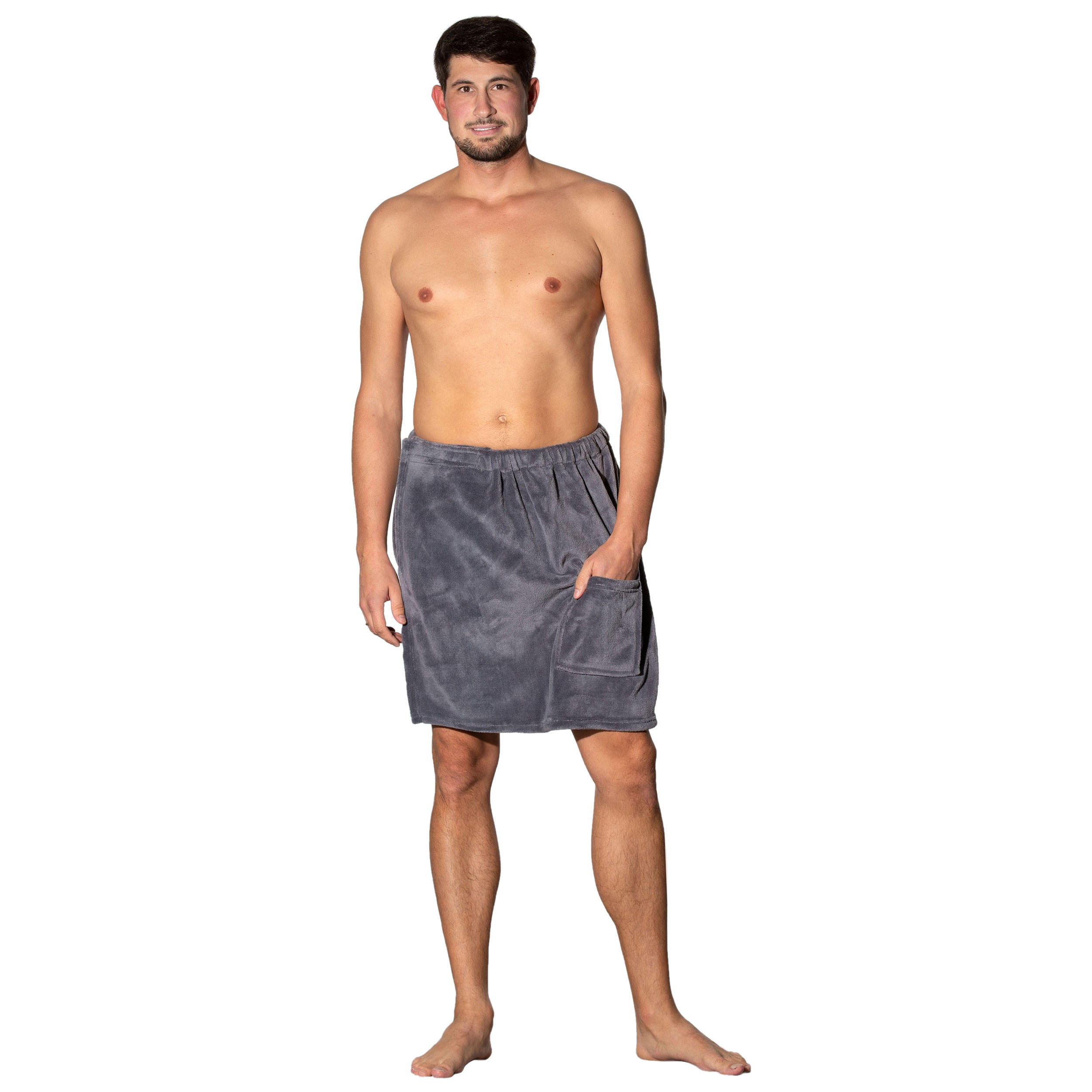 BADEMANTEL, L/XL, 100% Polyester, Grau - Graphitfarben, Textil (L/XLcm) - Zollner