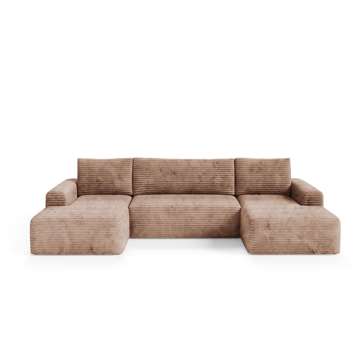 PANORAMASOFA Romeo 5 Sitzplätze Hellbraun - Braun, Holz (345/92/163cm) - Petits-meubles