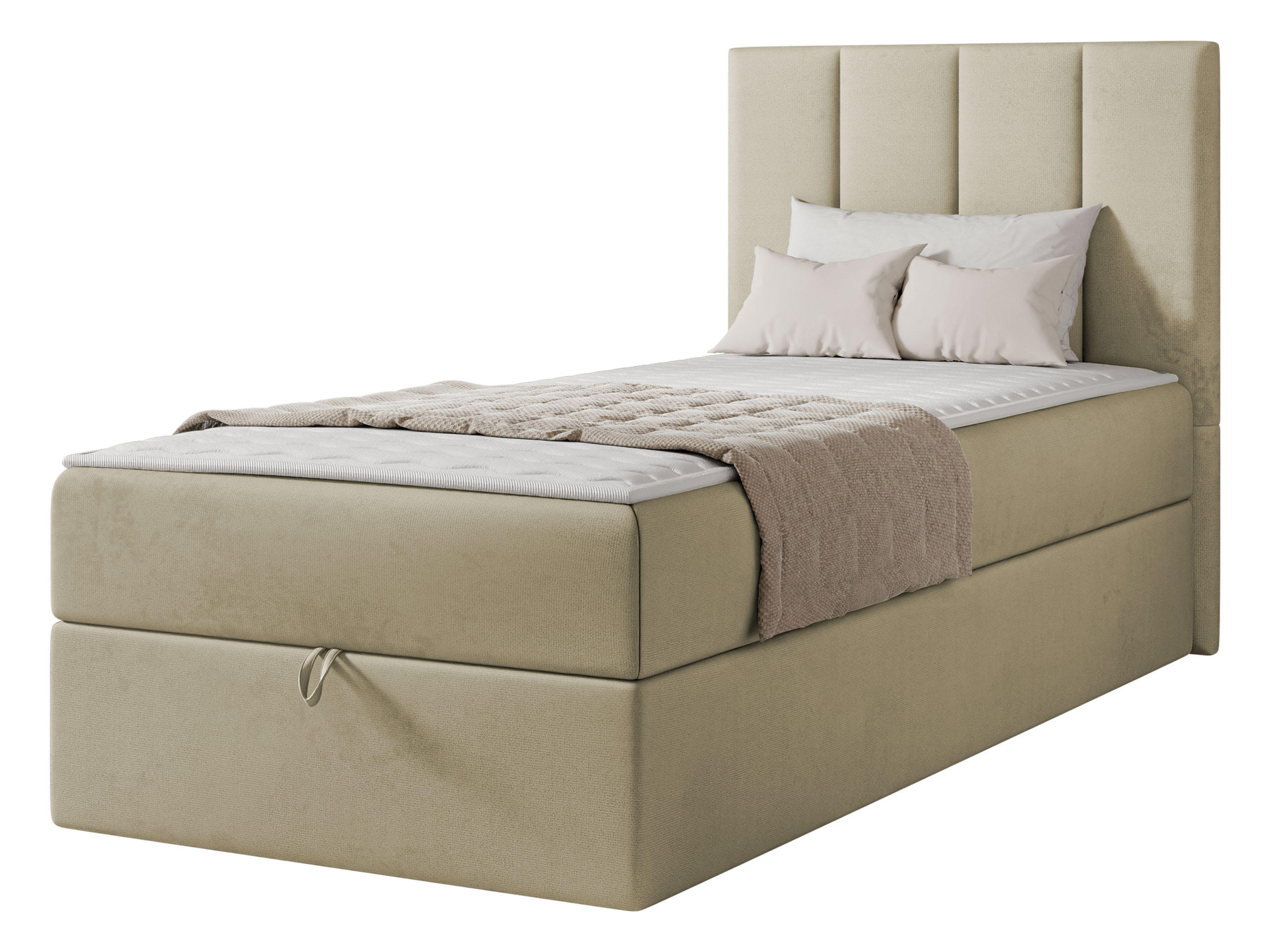 BOXBETT Rebos Single - H3 - Beige, Holz/Textil (100/200cm) - MIRJAN24