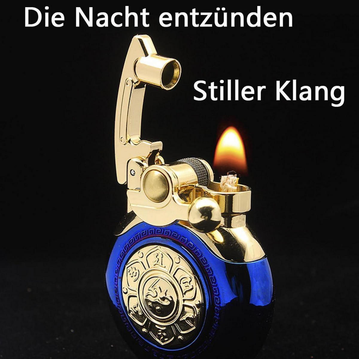 FEUERZEUG Vintage Blau Winddicht Rotierende Zündung - Multicolor, Metall (4/1.2/7cm)