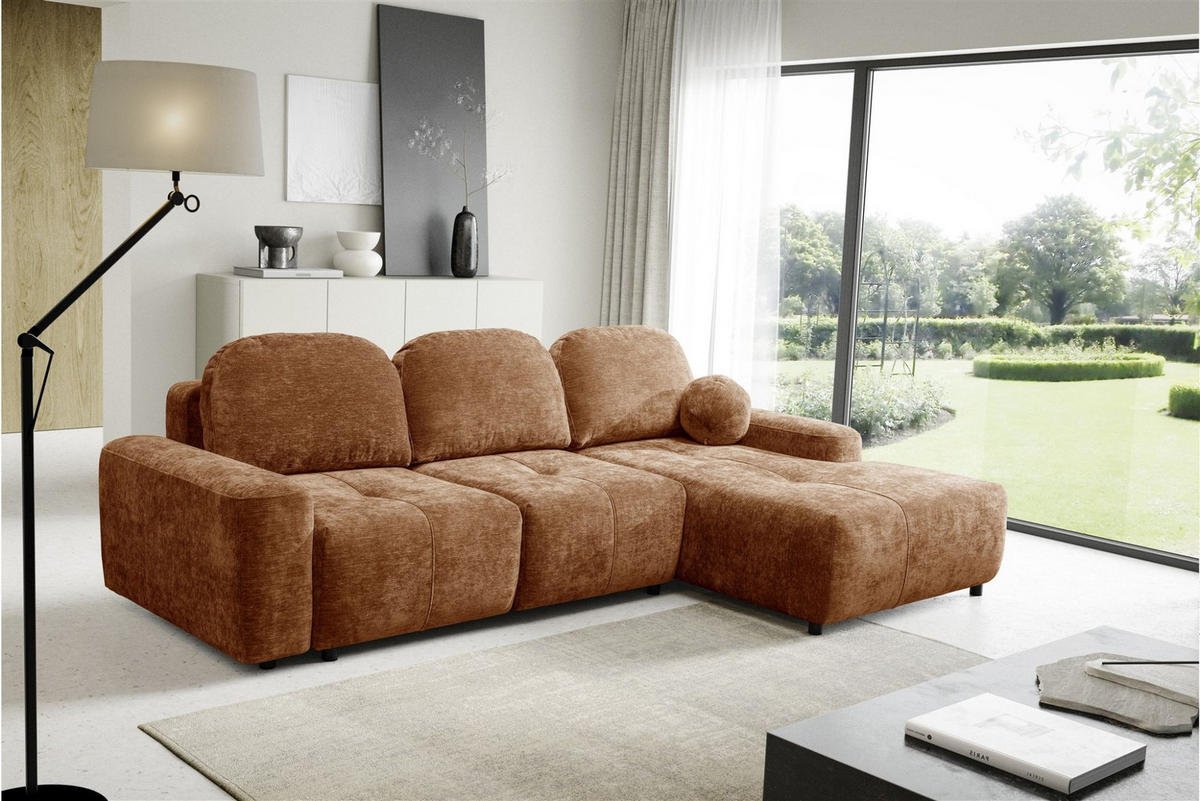 ECKSOFA Argos In Vibe - Rotbraun, Holzwerkstoff/Textil (267/170cm) - Fun Möbel