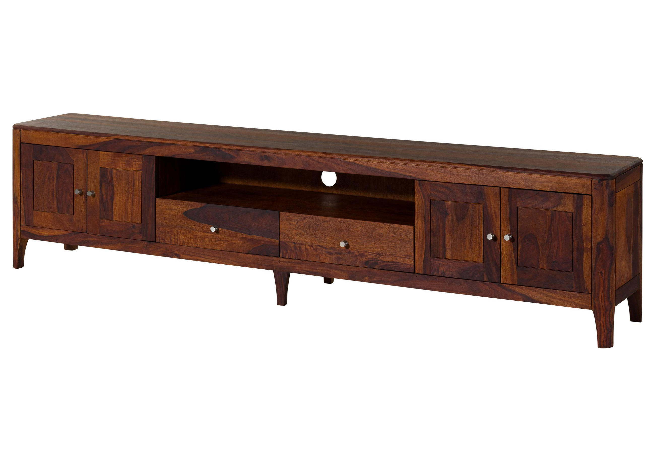 TV-BOARD Sheesham 240x40x55 walnuss geölt BROOKLYN #19 - Dunkelbraun, Holz (240/55/40cm) - Massivmoebel24