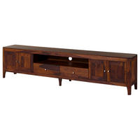 TV-BOARD Sheesham 240x40x55 walnuss geölt BROOKLYN #19 - Dunkelbraun, Holz (240/55/40cm) - Massivmoebel24