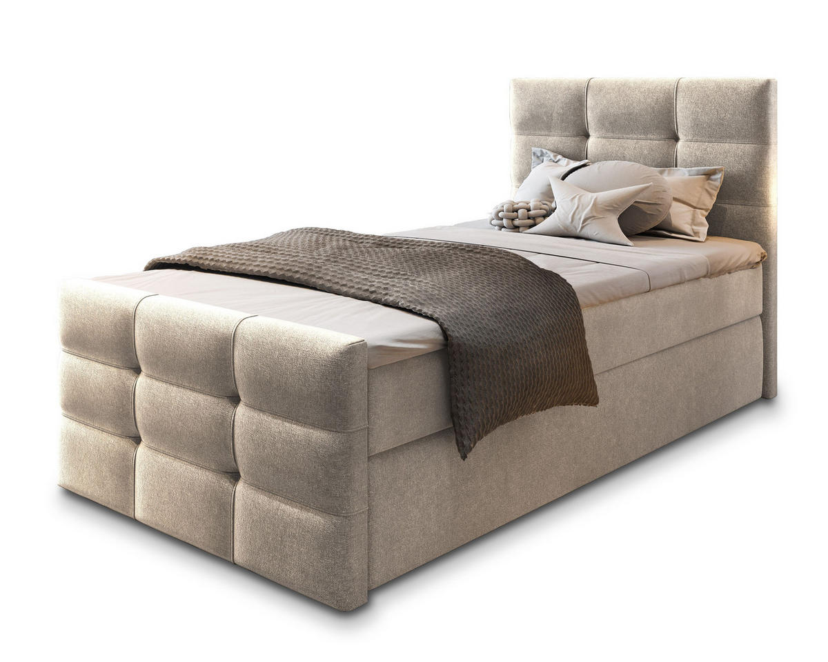 POSTEL BOXSPRING AMON 80x200 cm, s matrací a úložným prostorem, béžová - béžová, kompozitní dřevo/textil (80/200cm) - MASSENO