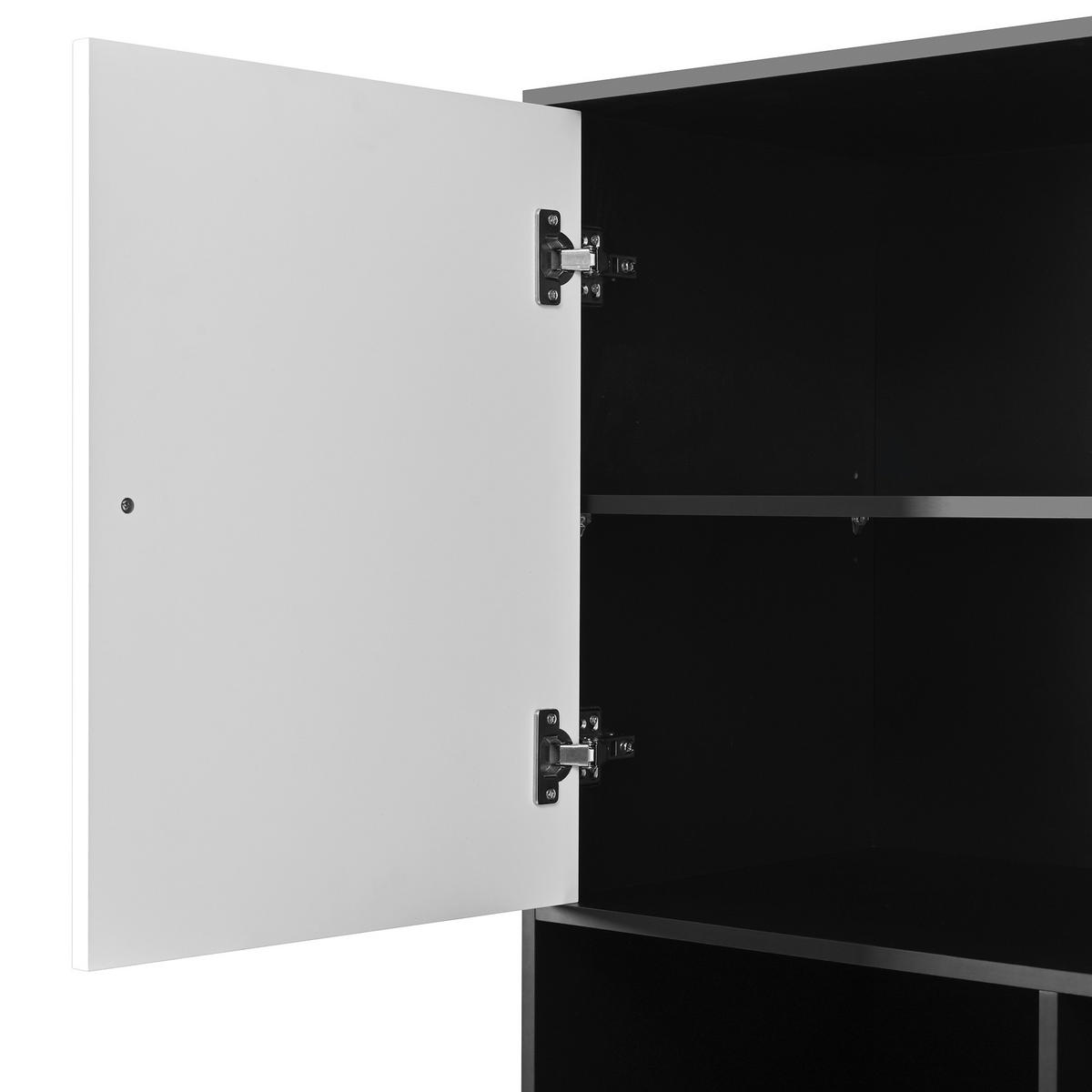 MEHRZWECKSCHRANK in Schwarz und Weiß mit LED-Beleuchtung für Wohnzimmer und Küche, B80/T40/H185 cm - Schwarz/Weiß, Holzwerkstoff/Metall (80/185/40cm) - STILVORA