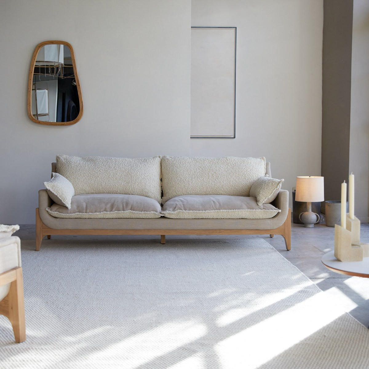 SOFA Woodnest Beige aus Stoff - Beige, Textil (216/77/93cm) - Tikamoon