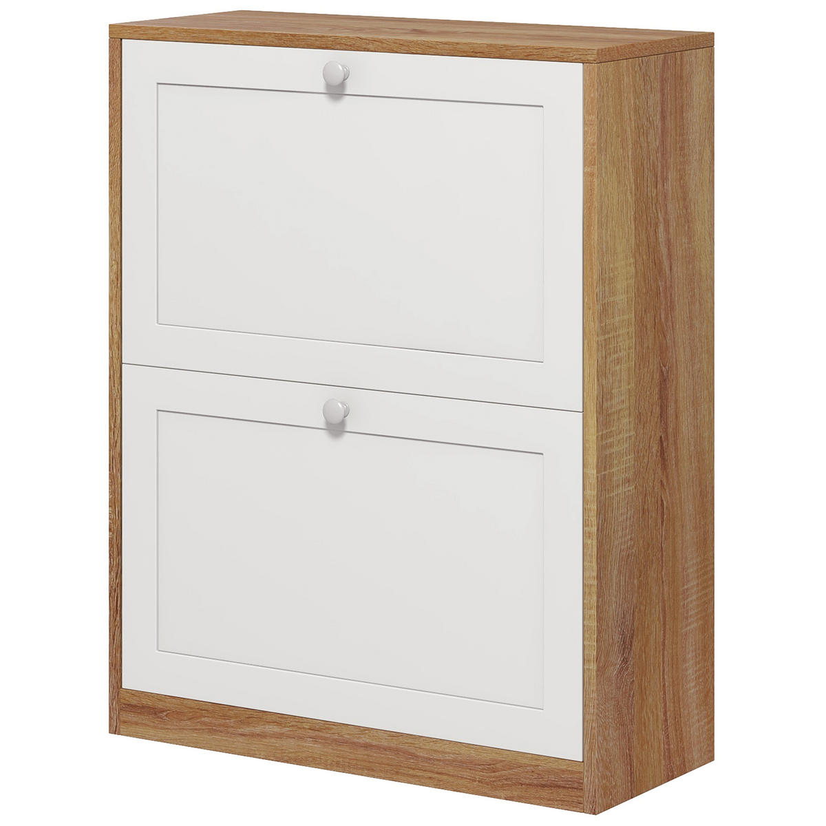 SCHUHSCHRANK DE-15053 2 Klapptüren mit verstellbaren Böden Weiß - Weiß, Holzwerkstoff (60/75.5/24.5cm) - ComfortXL