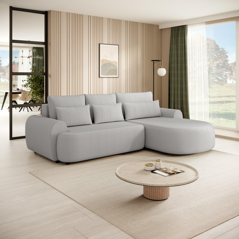 ECKSCHLAFSOFA Olivio L Hellgrau, rechts - Hellgrau/Schwarz, Kunststoff/Textil (266/170cm) - Beautysofa