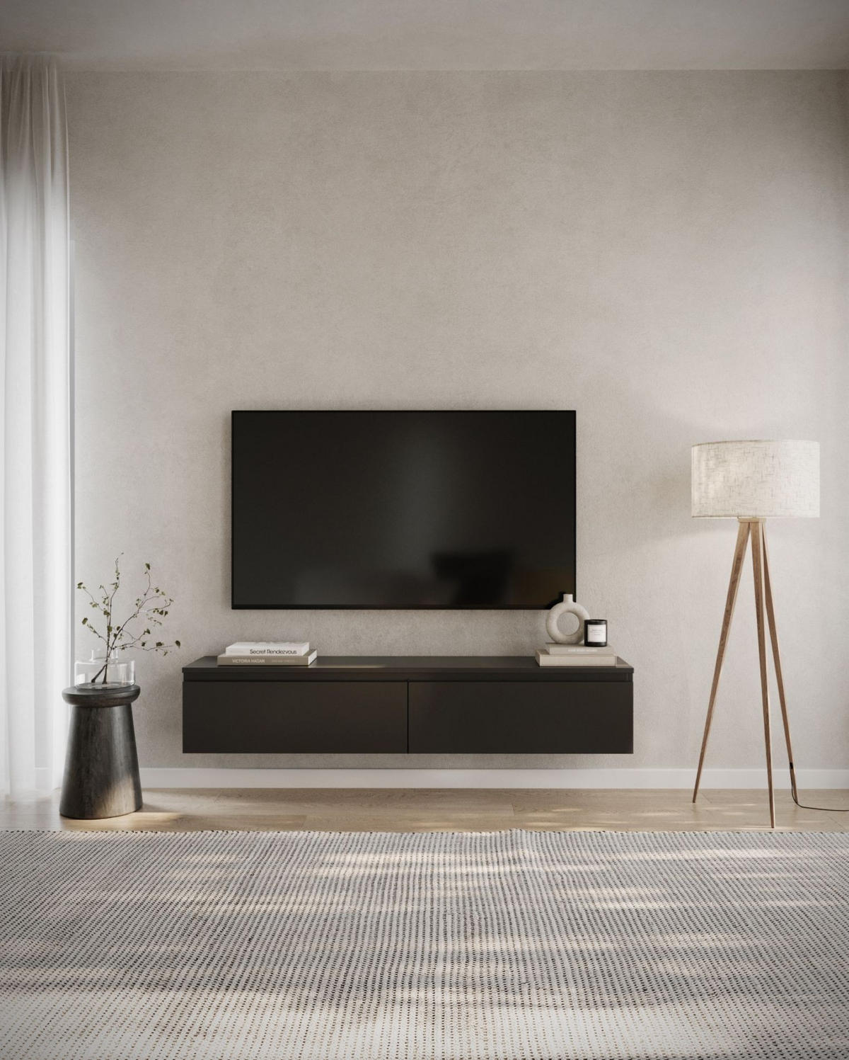 TV-LOWBOARD Bemmi Schwarz 150 cm - Schwarz, Holzwerkstoff (150/28.4/31.8cm) - Selsey