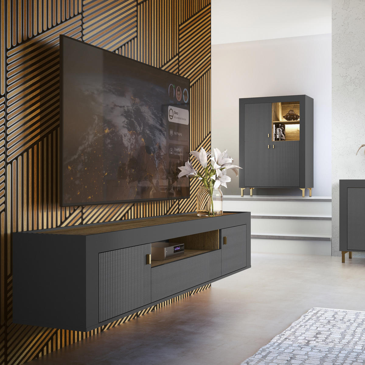 DREHTÜRENSCHRANK Monta mit 2 Türen, Schwarz - Schwarz, Holzwerkstoff (97/194/56cm) - Beautysofa