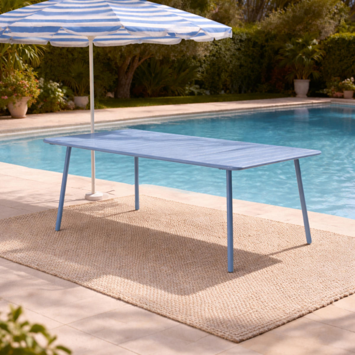 GARTENTISCH Bergame Blau 10-sitzig - Blau, Metall (234/96/72cm) - Concept Usine