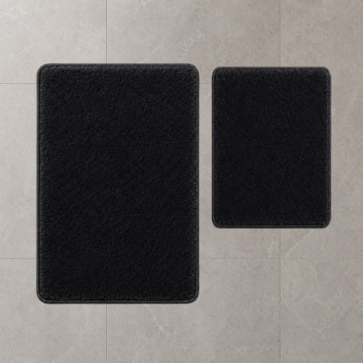 BADEMATTE Set 2tlg UNI SCHWARZ - Schwarz, Textil (60/100cm) - ROLFNERS