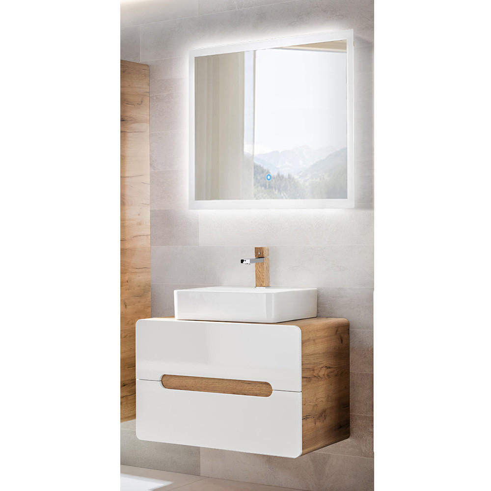 BADMÖBEL-SET 2-TLG. Luton-56 - Weiß, Holzwerkstoff (80/200/46cm) - Lomado