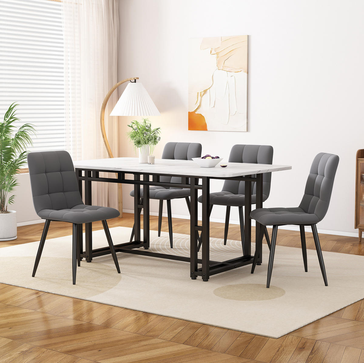 ESSTISCH, MDF mit Metallgestell, 120/70/74 cm, Schwarz-Weiß - Schwarz, Holzwerkstoff (120/70/74cm) - Redom