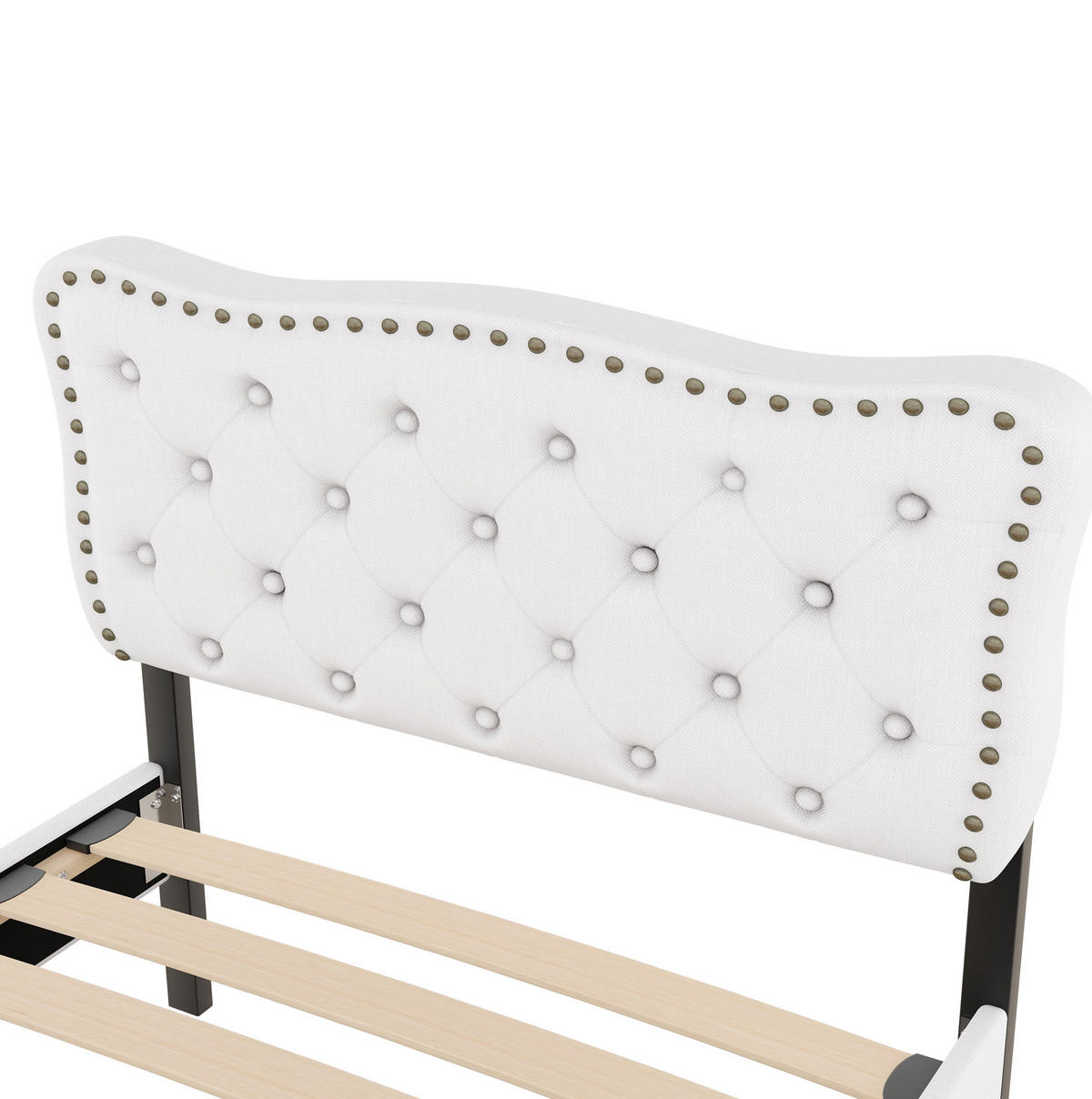 BETT gepolstert 90x200 cm mit 2 Schubladen Hellbeige - Beige, Metall (90/200cm) - Meubliv