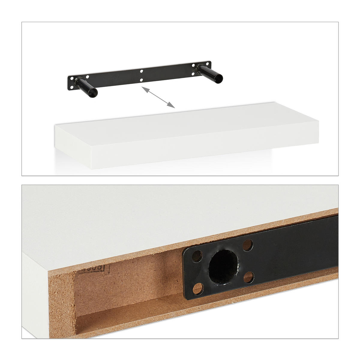 3xWANDREGAL - Weiß, Holzwerkstoff/Metall (38/3.5/15cm) - Relaxdays