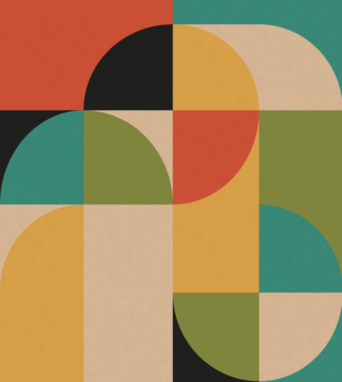 FOTOTAPETE Kreise im Bauhaus-Stil 250 x 279 cm - Beige, Papier (250/279cm) - ESTAhome