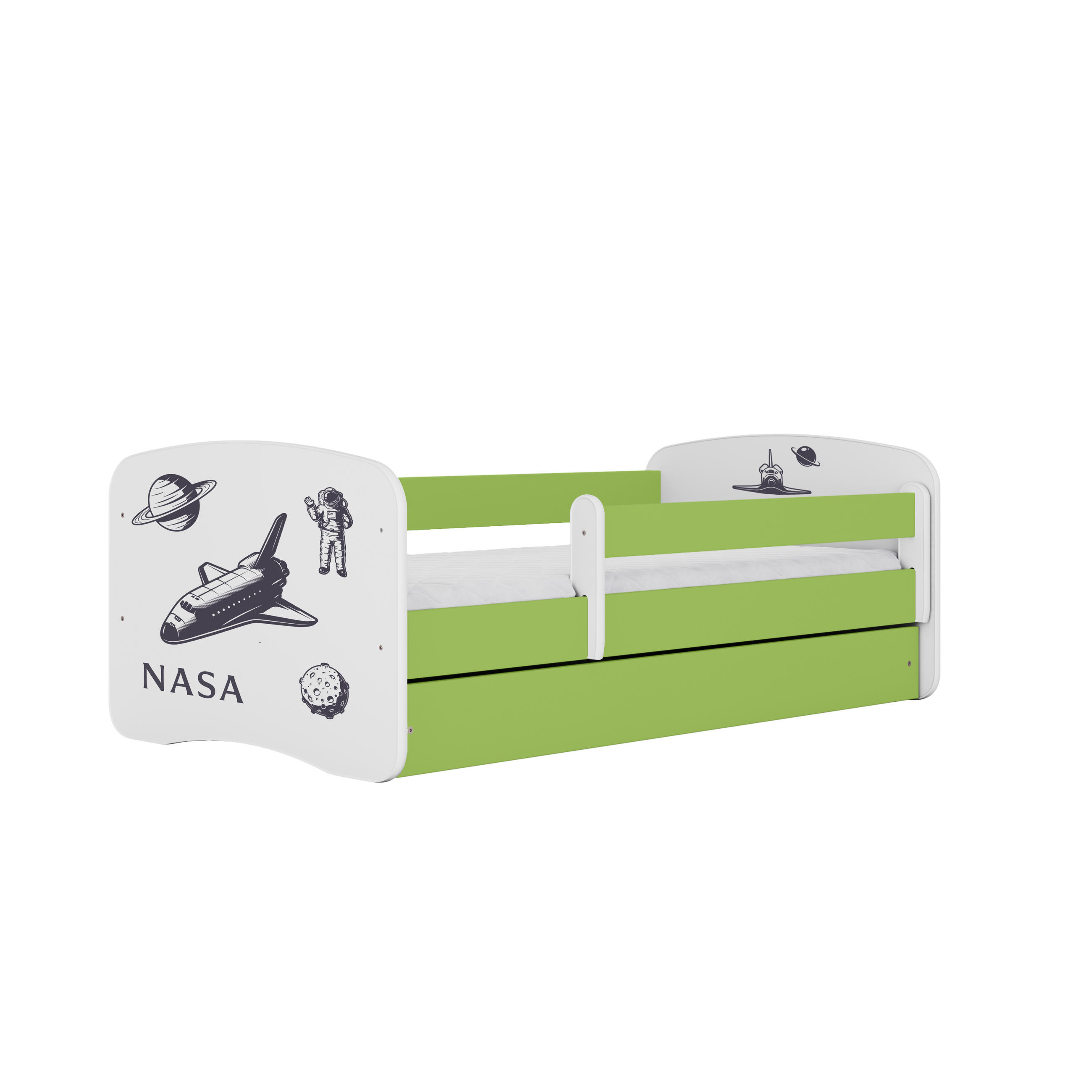 KINDERBETT NASA mit Schublade 180/80 90/61/184 - Grün, Holzwerkstoff (80/180cm) - RAUMHIRSCH FURNITURE