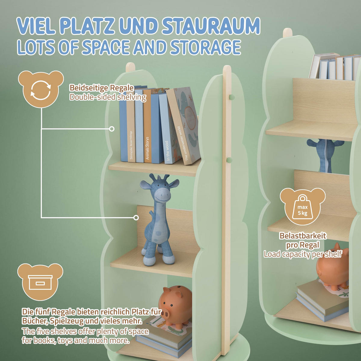 BÜCHERREGAL Baum - Naturfarben, Holz (48/96.5/47cm) - Joyz
