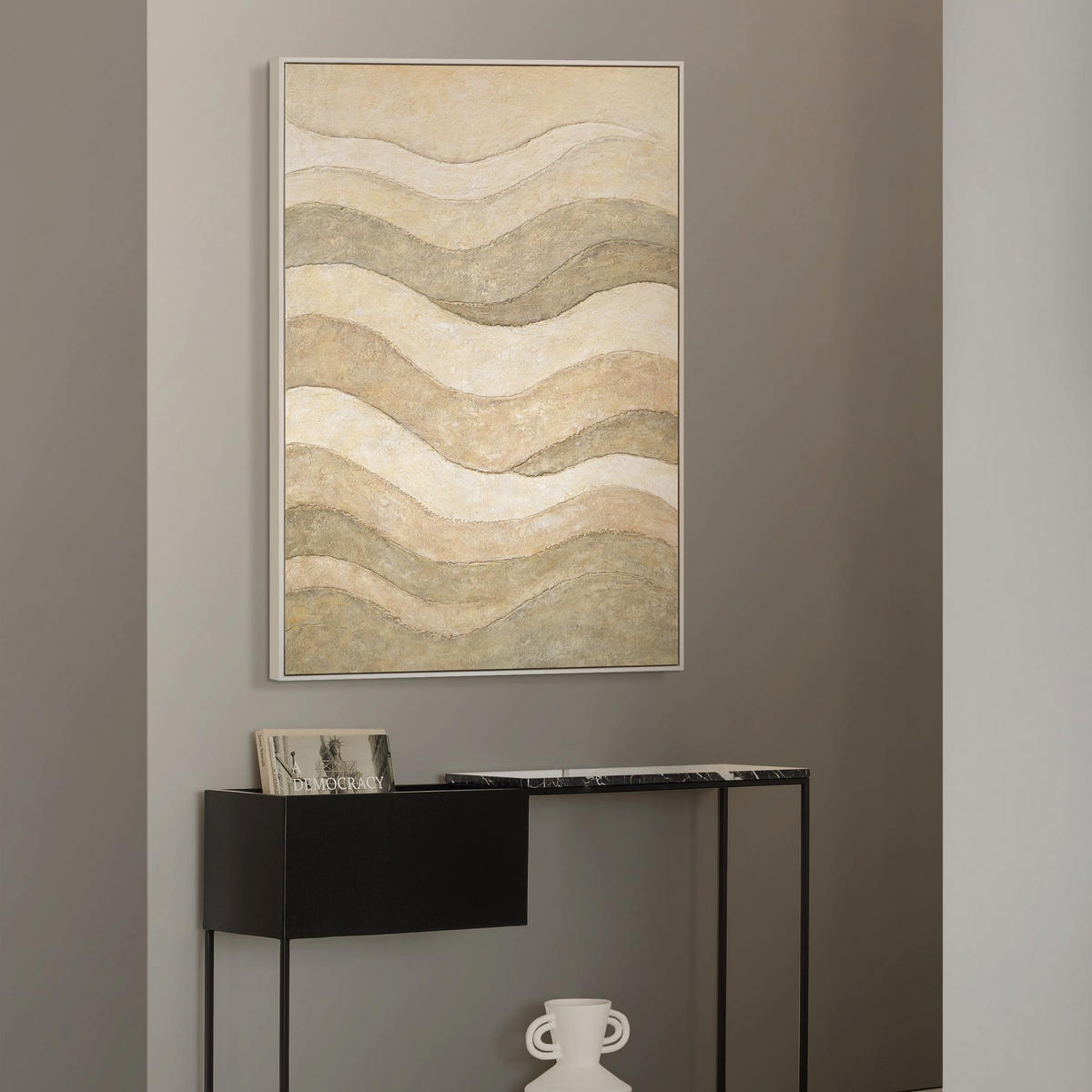 GEMÄLDE Schatten und Sand Schattenfugenrahmen Eichefarben 120x80 cm - Eichefarben, Holz (120/80cm) - YS-art gallery