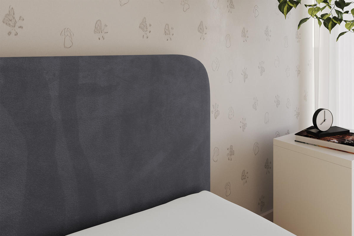 EINZELLBETT Jugendbett mit Bettkasten, Links - ALVY 100x200 Dunkelgrau - Dunkelgrau, Holzwerkstoff/Textil (100/200cm) - ALTDECOR