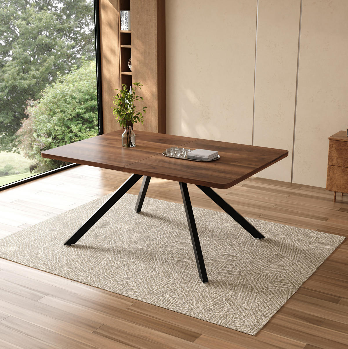 AUSZIEHTISCH 90/240/74,5 cm Walnuss aus MDF mit Schwerlast-Führungen - Walnussfarben, Holzwerkstoff (240/90/74.5cm) - OKWISH