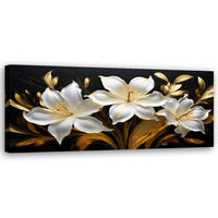 WANDBILD abstrakte glamour weiße lilien blumen - Weiß, Textil (90/30cm) - Feeby