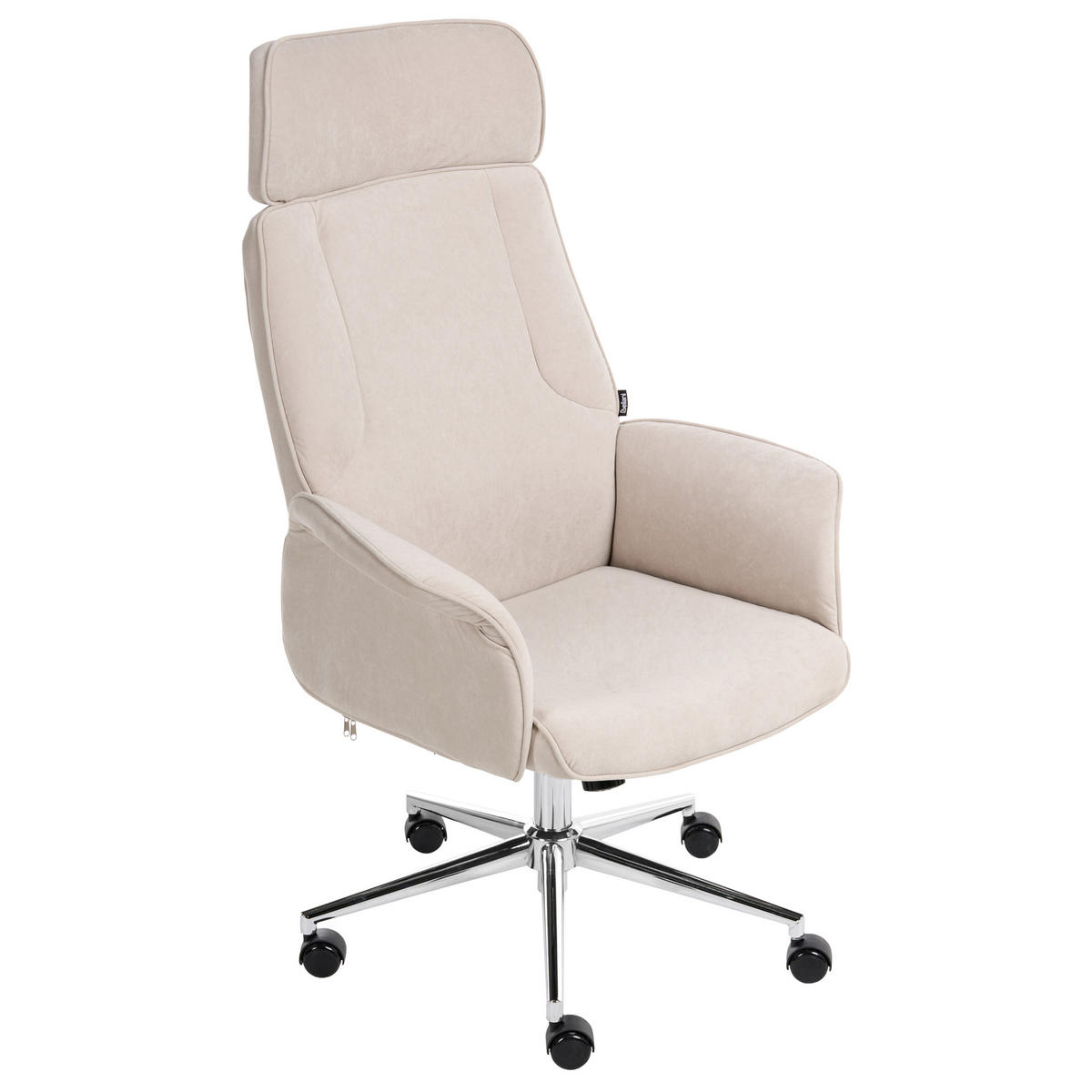 BÜROSTUHL Hellbeige Pilot - Beige/Silberfarben, Textil (72/117/72cm) - Beliani